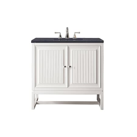 James Martin Vanities Athens 36in Single Vanity, Glossy White w/ 3 CM Charcoal Soapstone Quartz Top E645-V36-GW-3CSP